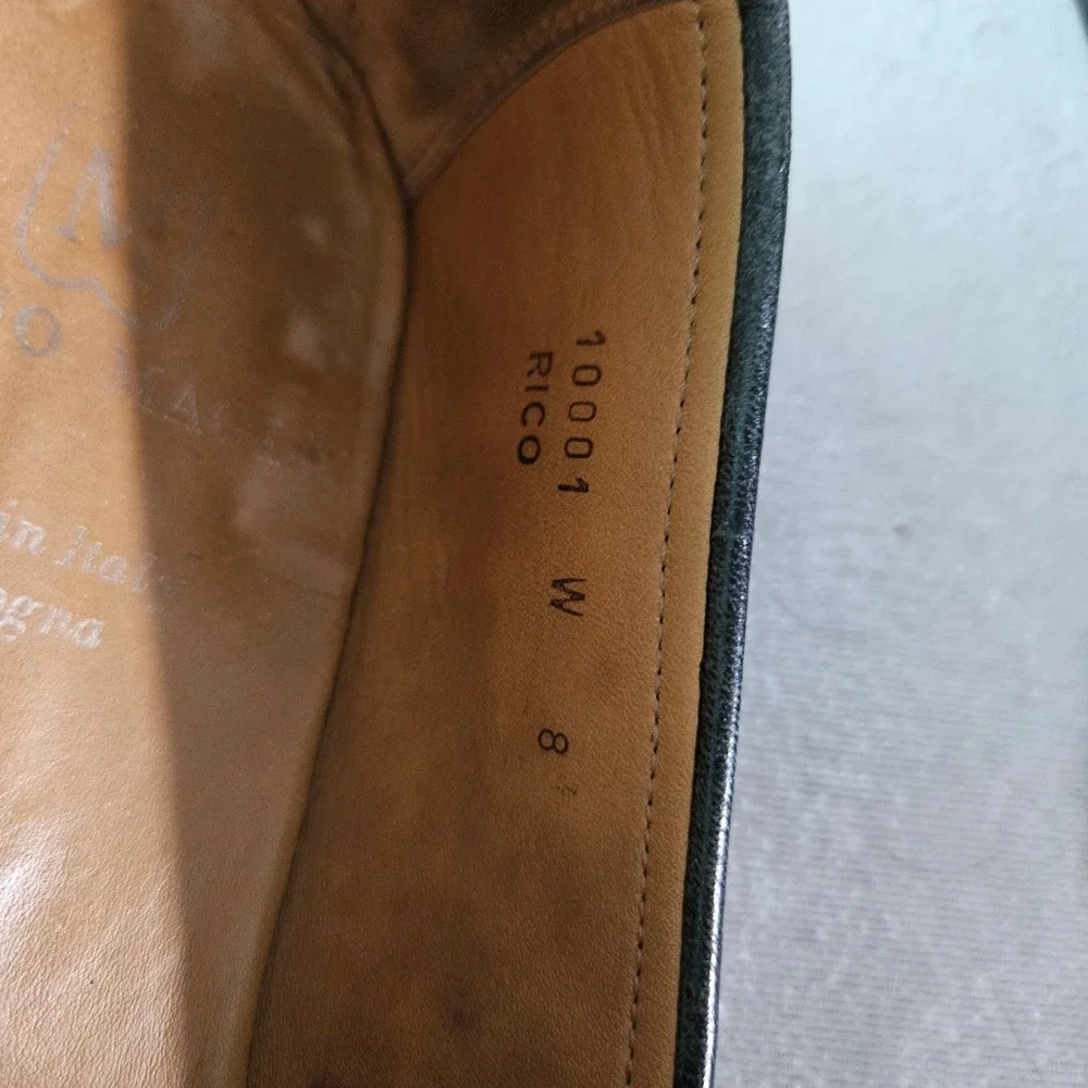 Bruno Magli Rico Mens Black Leather Kiltie Penny Loafers Made in Italy Size 8 W